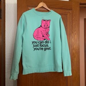 Bad Knees Ts Inspirational Cat Sweatshirt BubbleGum Surf Teal Neon Pink